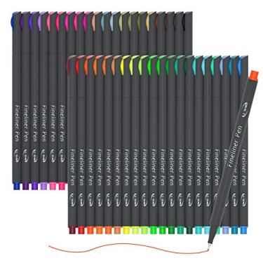 Imagem de Pacote com 46 canetas coloridas planejadoras de diário, 40 cores Lineon com 6 estênceis diferentes, conjunto perfeito para agenda, anotações, calendário, colorir, escritório, escola, materiais de arte