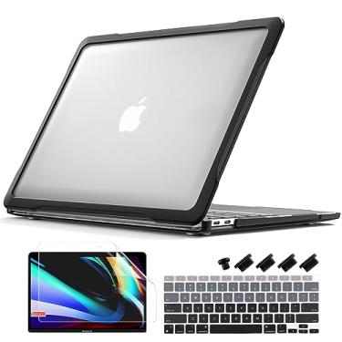 Imagem de Batianda Capa de proteção definitiva para MacBook Air 13 polegadas versão 2021 2020 modelo A2337 M1 Chip A2179 A1932 2019 bordas de fibra de carbono fosco à prova de choque com película protetora de