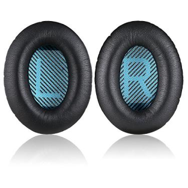 Imagem de JECOBB kit de substituição de almofadas de orelha para Bose QuietComfort 2, Quiet Comfort 15, QuietComfort 25, QC 35, Ae2, Ae2i, Ae2w, Sound True, Sound Link (apenas orelha redonda) fones de ouvido, Preto