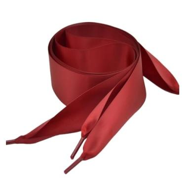 Imagem de Wide Flat Satin Ribbons Laces Polyester Laces Sneakers Sneakers Lace Color Laces Multicolor Laces (Color : Red, Size : 100cm)