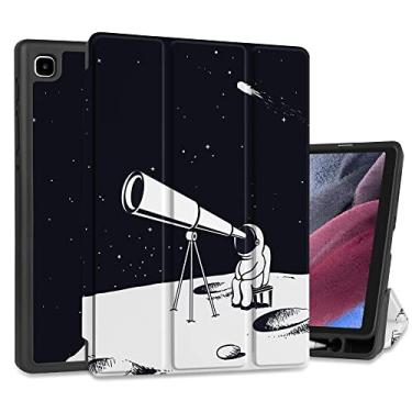 Imagem de DONGKE Capa para Samsung Galaxy Tab A7 Lite 8,7 polegadas 2021 (SM-T220/T225/T227) Capa protetora fina, suporte triplo + suporte para caneta + capa traseira protetora de TPU macio para Galaxy Tab A7 Lite, Spaceman