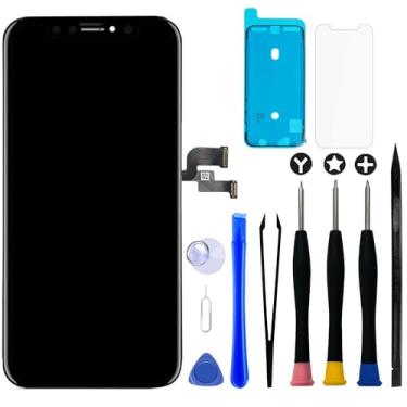 Imagem de Brinonac Kit de substituição de tela LCD para iPhone XS, tela sensível ao toque 3D de 5,8 polegadas, conjunto de montagem com ferramentas de reparo, adesivo e vidro temperado