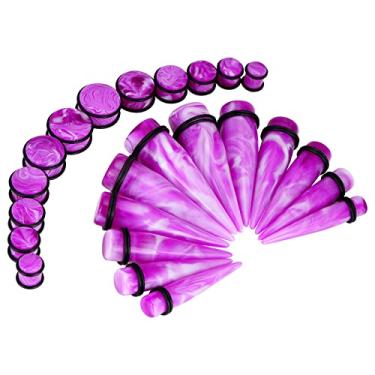 Imagem de Qmcandy Kit de alongamento de orelha 00G-20 mm 24-36 peças Kit de alargador de acrílico grande conjunto espiral de alargador de alargador de acrílico, Acrílico, Zircônia cúbica