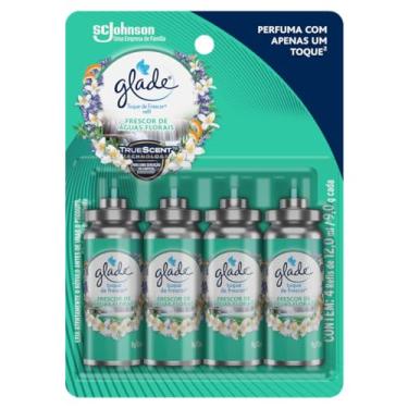 Imagem de Glade Aromatizador de Ambiente Toque de Frescor, Óleos Essenciais, 4 Refis de Frescor de Águas Florais, 12ml Cada