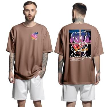 Imagem de Camisa Camiseta Oversized Streetwar Genuine Grit Masculina Larga 100% Algodão 30.1 Ted New York - Marrom - P