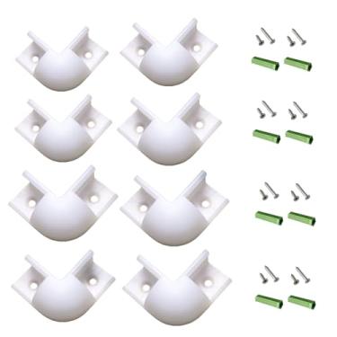 Imagem de Pacote com 8 16 x 16 mm em forma de V canal de fita de LED conector branco de 270 graus, kit de canto externo de perfil de capa curva 45, solução de link de giro de ângulo positivo com kit de montagem