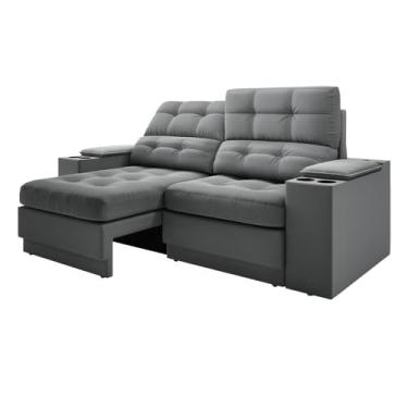 Imagem de Sofá com Usb Retrátil e Reclinável Eureka 1,70m - Grafite