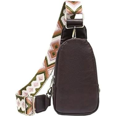 Imagem de Bolsa tiracolo pequena, pochete de couro real, bolsa de peito para mulheres, bolsa de ombro multiuso para telefone, adequada para mulheres, meninas adolescentes ou estudantes, marrom