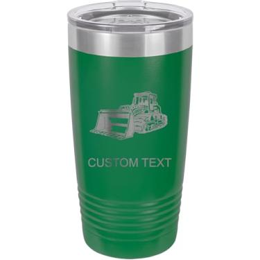 Imagem de Bulldozer Copo de aço inoxidável isolado a vácuo de 590 ml personalizado de parede dupla gravado a laser, caneca de café, personalizado, verde