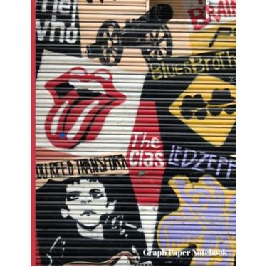 Imagem de Caderno de papel milimetrado com capa de arte de grafite: faixas de pedra dos anos 70: ótimo presente para os amantes de graffiti, arte de rua, cultura pop, cadernos exclusivos!