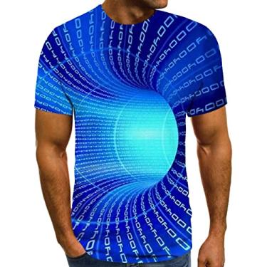 Imagem de Camiseta estampada para mulheres, homens, verão, outono, manga curta, gola canoa, malha arrastão camiseta masculina e feminina 2024, X-722 Azul royal, 5G