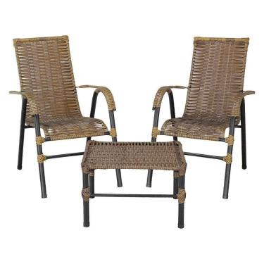 Imagem de Conjunto De Mesa De Centro E 2 Cadeiras Bela Para área Externa Pequi