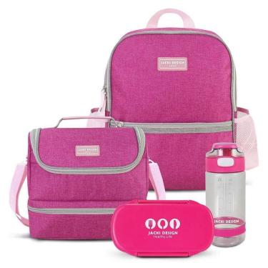 Imagem de Conjunto Lancheira Térmica Com Pote P- Lanche 450ml E Garrafa - Mochila Escolar Pink