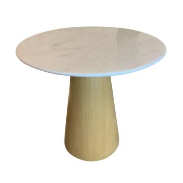 Imagem de Mesa de Jantar Cone 90cm Base Madeira Freijó e Tampo Branco