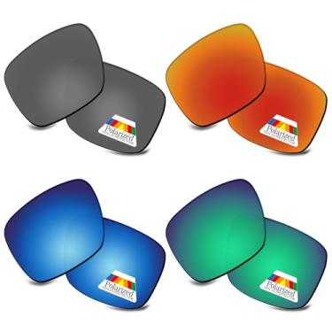 Imagem de Bwake Lentes de reposição para óculos de sol Oakley Holbrook XL OO9417 - preto + azul gelo + vermelho fogo + verde polarizado