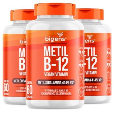 Imagem de Metil B-12 Vegan Vitamin Metilcobalamina 414% VD, Biogens, Kit 3x 60 cápsulas