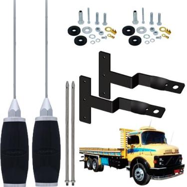 Imagem de Antena Móvel Inox 1,40 metros Alongador 25cm Suporte Dianteiro Mercede