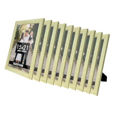 Imagem de Kit 10 Porta Retrato 15x21 A5 Com Vidro Fotos Moldura Aparador Decoração Quadro (Carvalho)