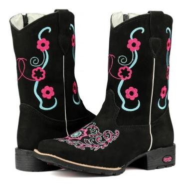 Imagem de Bota Texana Infantil Feminina Menina Country Flores Macia - Ramon Boot
