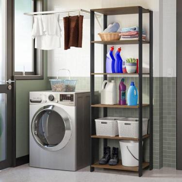 Imagem de Estante Multiuso para Lavanderia 59cm Rustic/Preto Madesa, Rustic/Pret