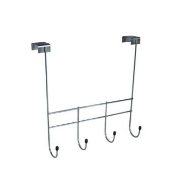 Imagem de Cabide Cabideiro Suporte Toalha Para Porta 4 Ganchos Cromo - Alpif Ara