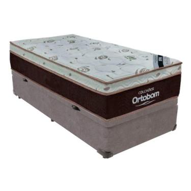 Imagem de Cama Box Baú Solteiro Cinza e Colchão Sleep King Molas Ensacadas Ortob