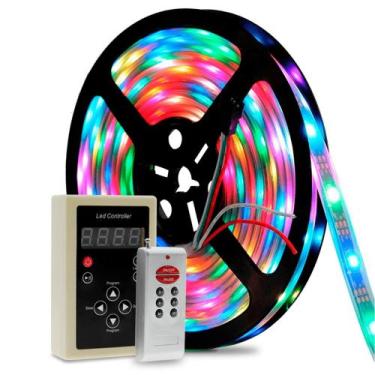 Imagem de Fita Led Digital 6803 Rgb 133 Efeito Com Controle E Fonte TB5001 - PDE