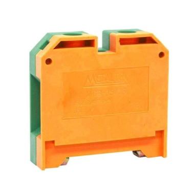 Imagem de Borne Terra com Capa MGB35/35 para Trilho TS35 35mm Laranja e Verde Me