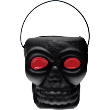 Imagem de Pote Caveira dia das Bruxas Decoração Festa com Alça Preto - Toy Maste
