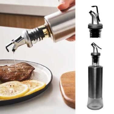Imagem de Porta Azeite Vinagre De Vidro E Aço Inox Com Dosador 300ml - TOP ÚTIL