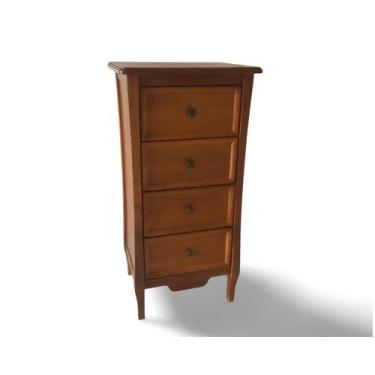 Imagem de Cômoda Estreita Amsterdã Madeira Maciça 4 Gavetas Weihermann, Amêndoa