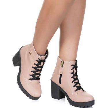 Imagem de Bota Feminina Coturno Tratorado Salto Leve e Confortável - classek, Nu