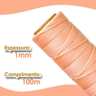 Imagem de Cordão Encerado 1mm - Fio Cordone Salmão - 100 Metros - Nybc