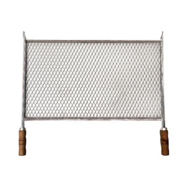 Imagem de Grelha Inox 40x60 Tela Expandida Sem Emenda Cabo de Madeira - LAURINDO