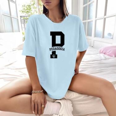 Imagem de Camisa Camiseta Feminina Estampada P Pedagogia 100% Algodão Fio 30.1 P