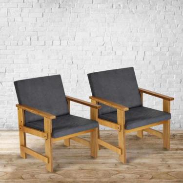 Imagem de Conjunto Kit 2 Poltronas Cadeiras Madeira Treliça Sala Decorativa Vara