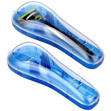 Imagem de Linkidea Estojo com 2 peças, estojo rígido protetor de navalha portátil para viagem, caixa protetora manual compatível com Fusion 5 ProGlide, Sensor 3, SkinGuard, Pace 6 Pro (azul)