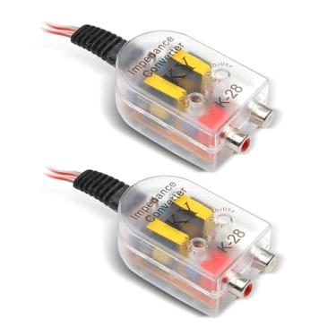 Imagem de Ajxn 2 peças amplificador de carro subwoofer conversor de alta frequência para baixa frequência, adaptador de retrofit de sinal de áudio de controle de linha RCA, conversor de saída de alto-falante