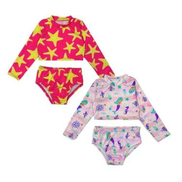 Imagem de Kit 2 Conjuntos Praia Menina Blusa + Calcinha Proteção Solar - Jagar, 