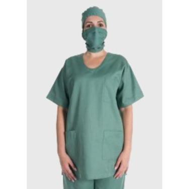 Imagem de Pijama Cirúrgico Verde Unissex Blusa, Calça, Touca e Mascara Cirúrgica