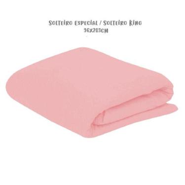 Imagem de Lençol de Elástico Avulso Solteiro Especial King 96cm x 203cm Rosa Arr
