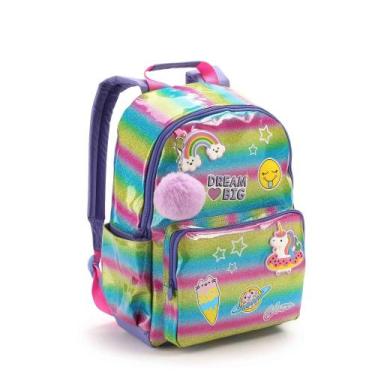 Imagem de Mochila Escolar Infantil de Costas Feminina Arco-íris Unicórnio - Sean
