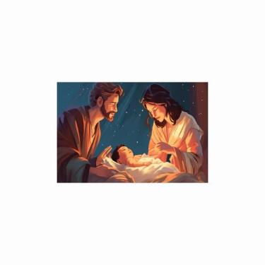 Imagem de Painel de Lona Natal Sagrada Família Desenho - 180x120cm - Fabrika De 