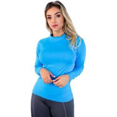 Imagem de Blusa Térmica Vekyo Manga Longa Proteção UV Feminina, GG, Azul claro, 