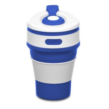 Imagem de Kit 10 Copo De Silicone Retrátil Dobrável 550ml Portátil - OEM,  Azul