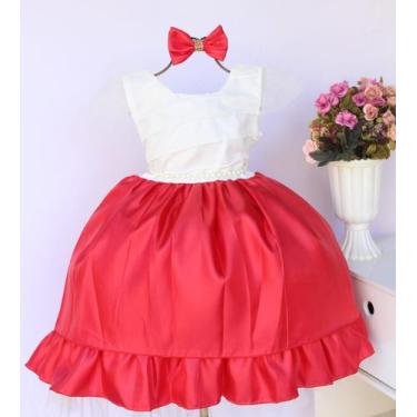Imagem de Vestido Infantil Daminha Luxo Diversas Cores E Tiara - Pingo de Gente 
