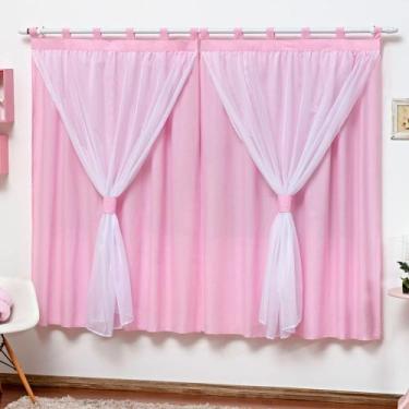 Imagem de Cortina Varão Simples Quarto de Bebê e Criança Menina 2mX1,70m - L2M