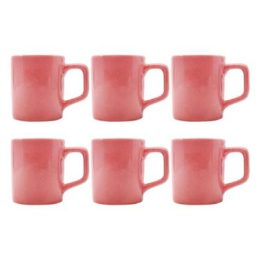 Imagem de Conjunto Xícaras Café Cerâmica Rosa Vibrante 80mL - 6un - ECOS, Colors
