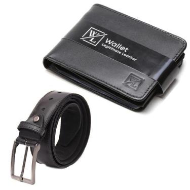 Imagem de Kit Carteira Masculina De Couro Legítimo Cinto Social Oferta - VPC Cou