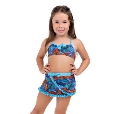Imagem de Biquíni Infantil com Saia Biquíni e Saída de Praia - Kosh, Azul, 08